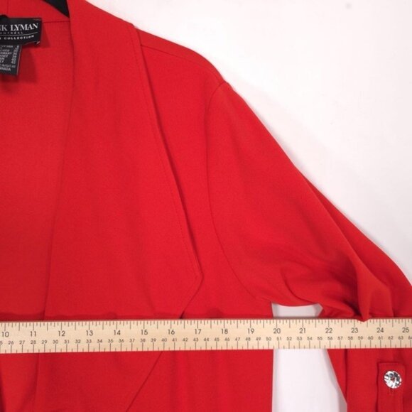 FRANK LYMAN MONTREAL Collection Red Knit Jacket Size 8 Longline Blazer 226274 - Picture 5 of 9